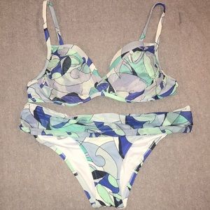 Teal and blue bikini. Slightly used.